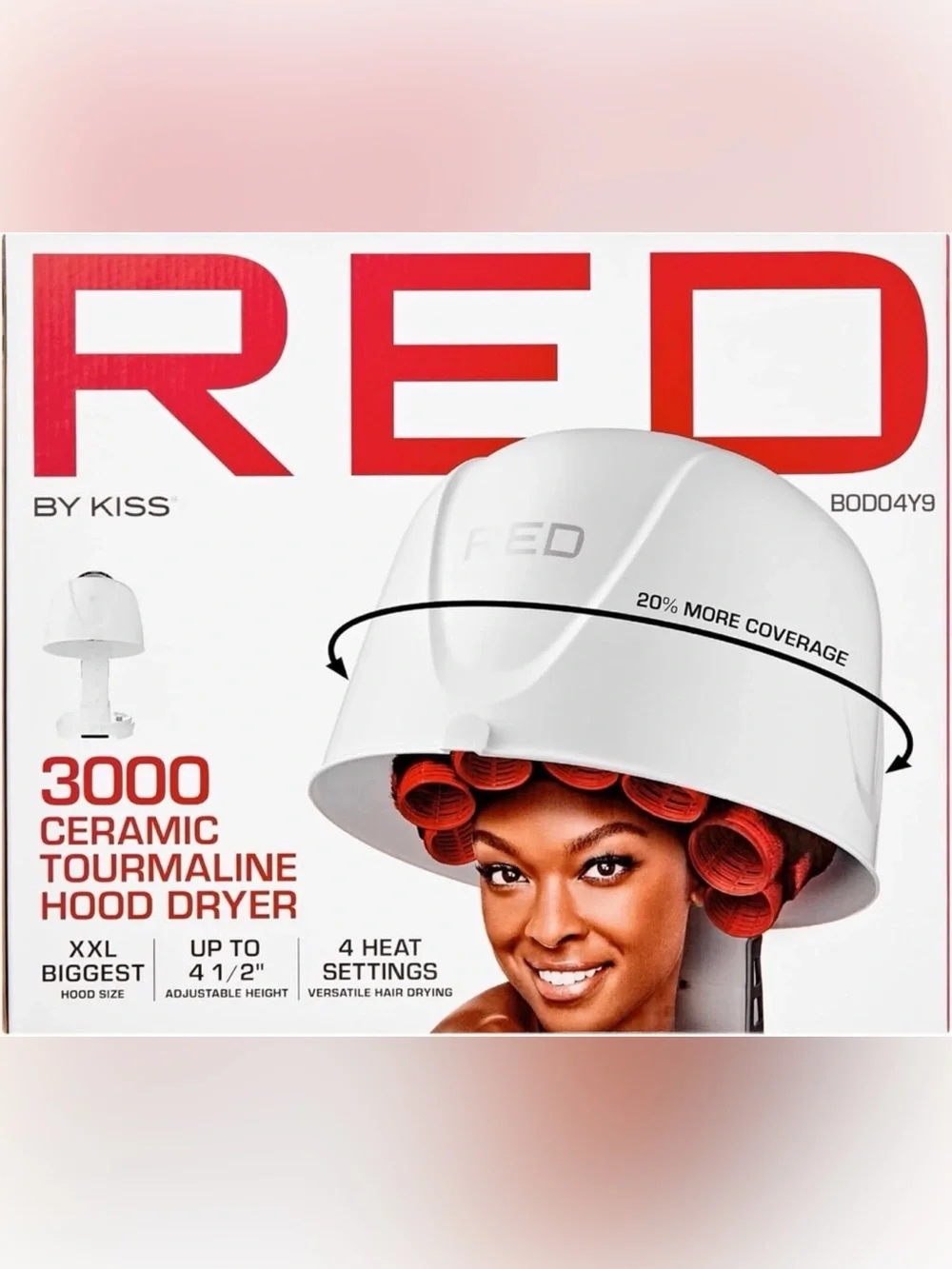 Red by Kiss 3000 Ceramic Tourmaline Professional Hooded Hair Dryer